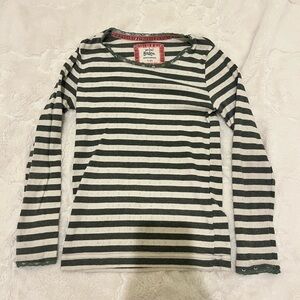 Mini Boden girls green striped long sleeve